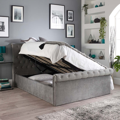 AspireAspire Chesterfield Side Lift Ottoman Bed Grey Velvet - Rest Relax