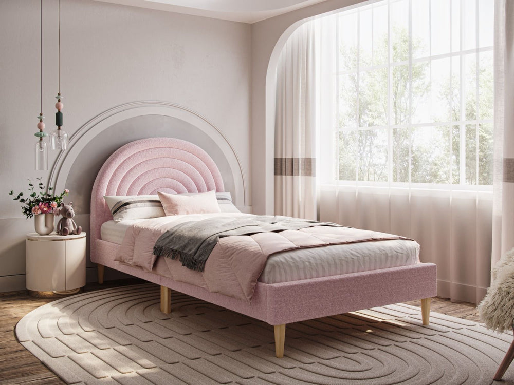 Flair FurnishingsAva Boucle Fabric Pink Single Bed Frame - Rest Relax