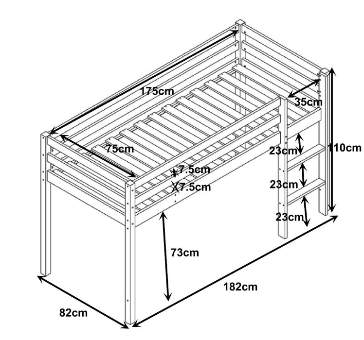 Flair FurnishingsFlair Elara Wooden Shorty Grey Mid Sleeper Bed - Rest Relax