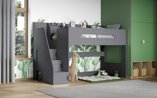 Flair FurnishingsFlair Stepaside Staircase Grey High Sleeper Bed - Rest Relax
