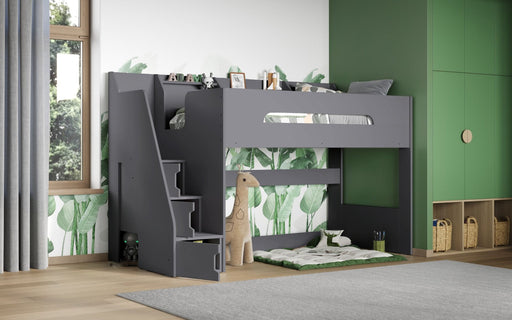 Flair FurnishingsFlair Stepaside Staircase Grey High Sleeper Bed - Rest Relax