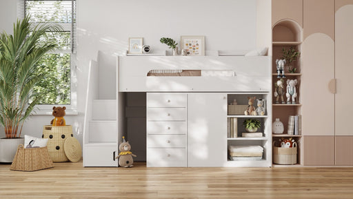Flair FurnishingsFlair Stepaside Staircase High Sleeper Storage Station White - Rest Relax