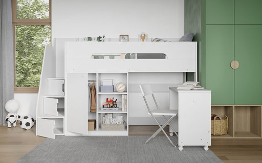 Flair FurnishingsFlair Stepaside Staircase High Sleeper Workstation White - Rest Relax