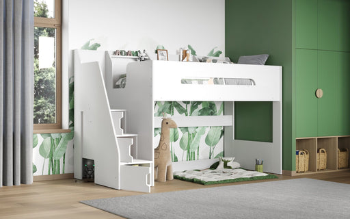Flair FurnishingsFlair Stepaside Staircase White High Sleeper Bed - Rest Relax