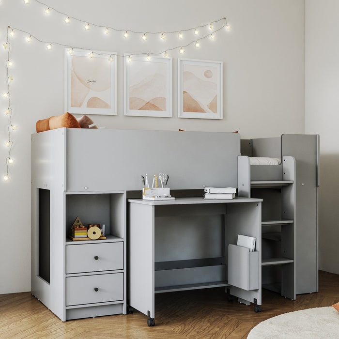 Flintshire FurnitureMarley Grey Mid Sleeper with Pull Out Desk - Rest Relax