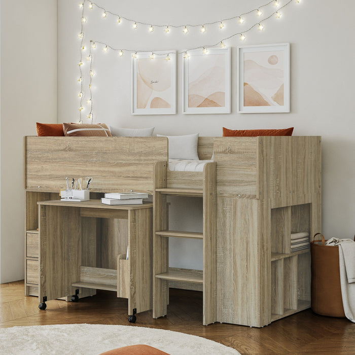 Flintshire FurnitureMarley Oak Mid Sleeper with Pull Out Desk - Rest Relax