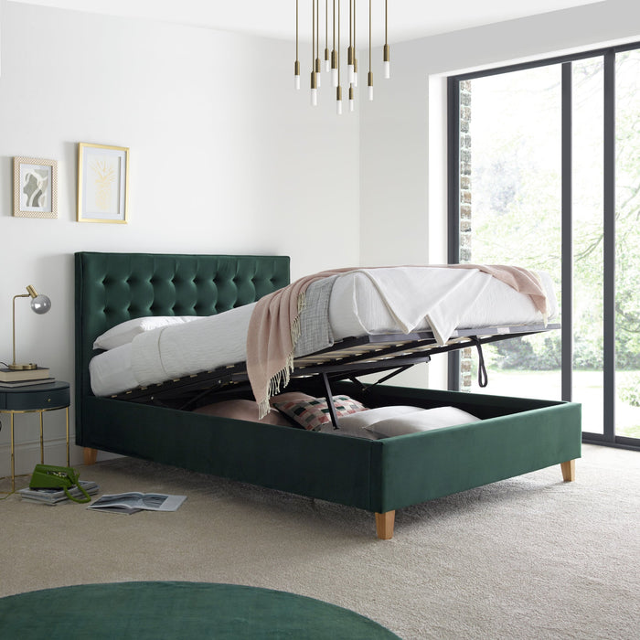 BedmasterKingham Green Velvet Ottoman Bed - Rest Relax