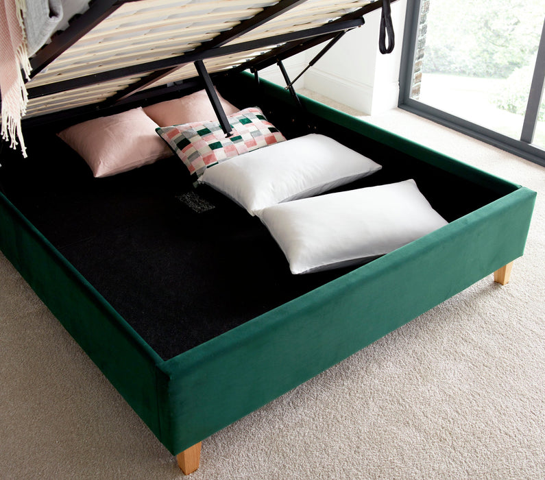 BedmasterKingham Green Velvet Ottoman Bed - Rest Relax