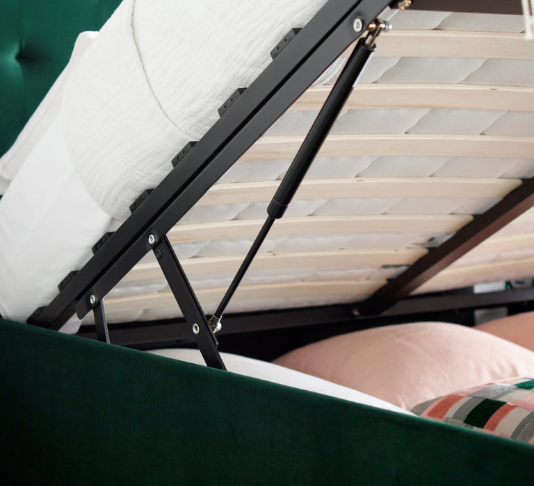 BedmasterKingham Green Velvet Ottoman Bed - Rest Relax