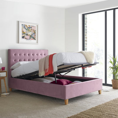 BedmasterKingham Pink Velvet Ottoman Bed - Rest Relax