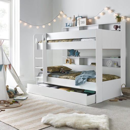 BedmasterOliver White Wooden Storage Bunk Single Bed - Rest Relax