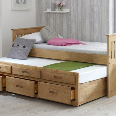 Furniture HausPhoenix Captains Waxed Pine Wooden Guest Single Bed - Rest Relax